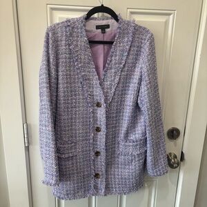 Ann Taylor Fringe Tweed Cardigan Jacket